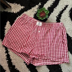 Red and White Gingham Boxer Shorts Large